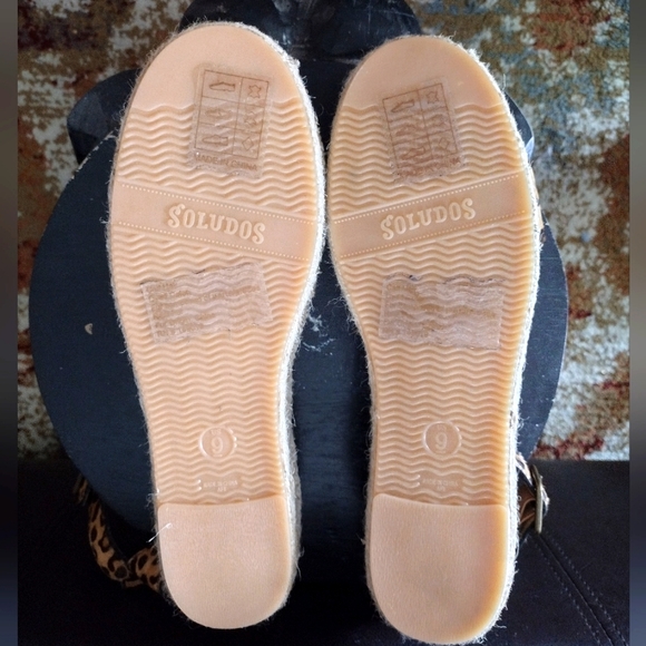 Soludos leopard/cheetah calf hair ankle strap espadrille sandals - Picture 4 of 8